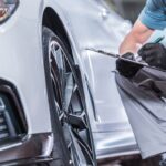 Wheel and rim refinishing during a high-end car detailing service in Kennewick by Mathews Auto Body