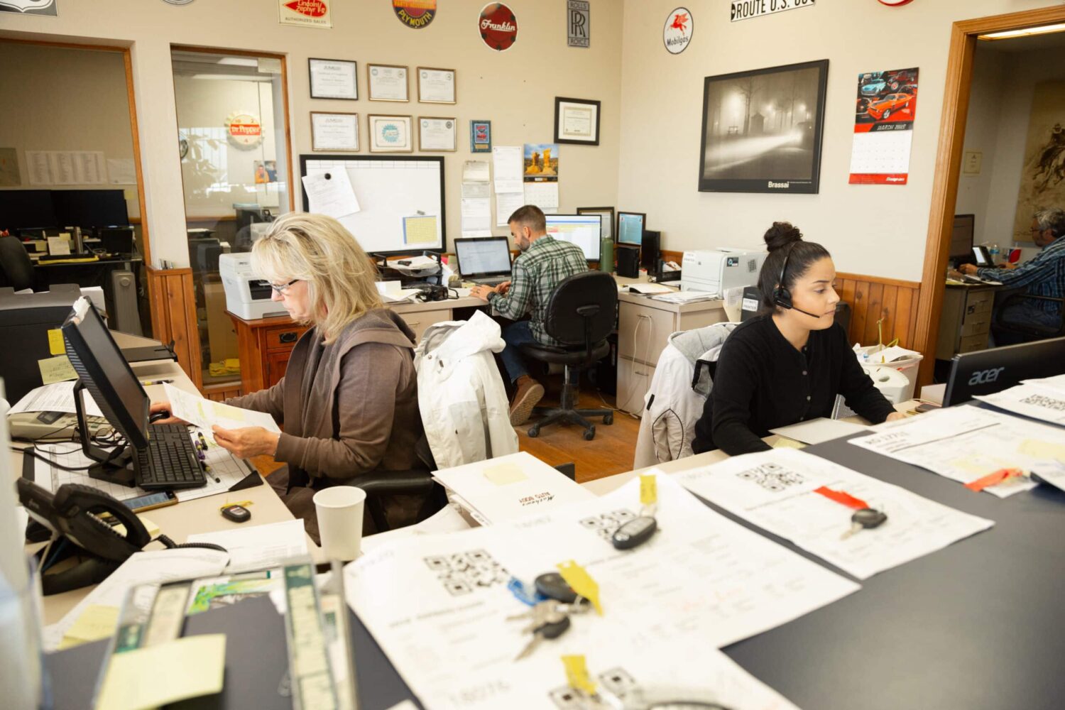 Mathews Auto Body office in Pasco where customer service and repair coordination takes place.