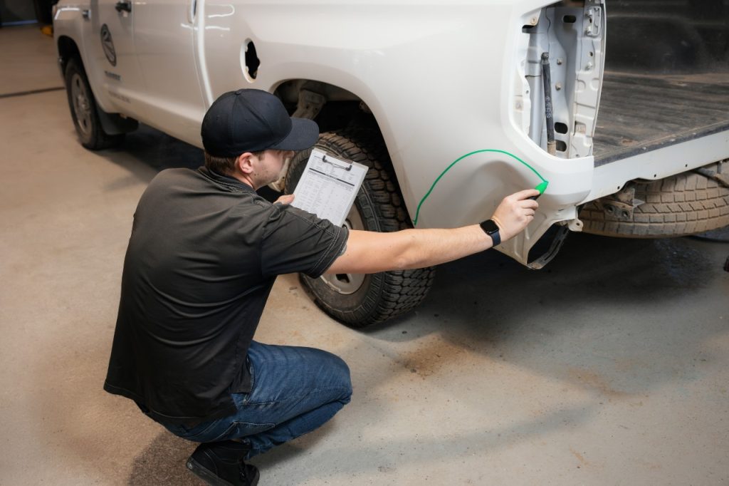car assessment after an accident at Mathews Auto Body