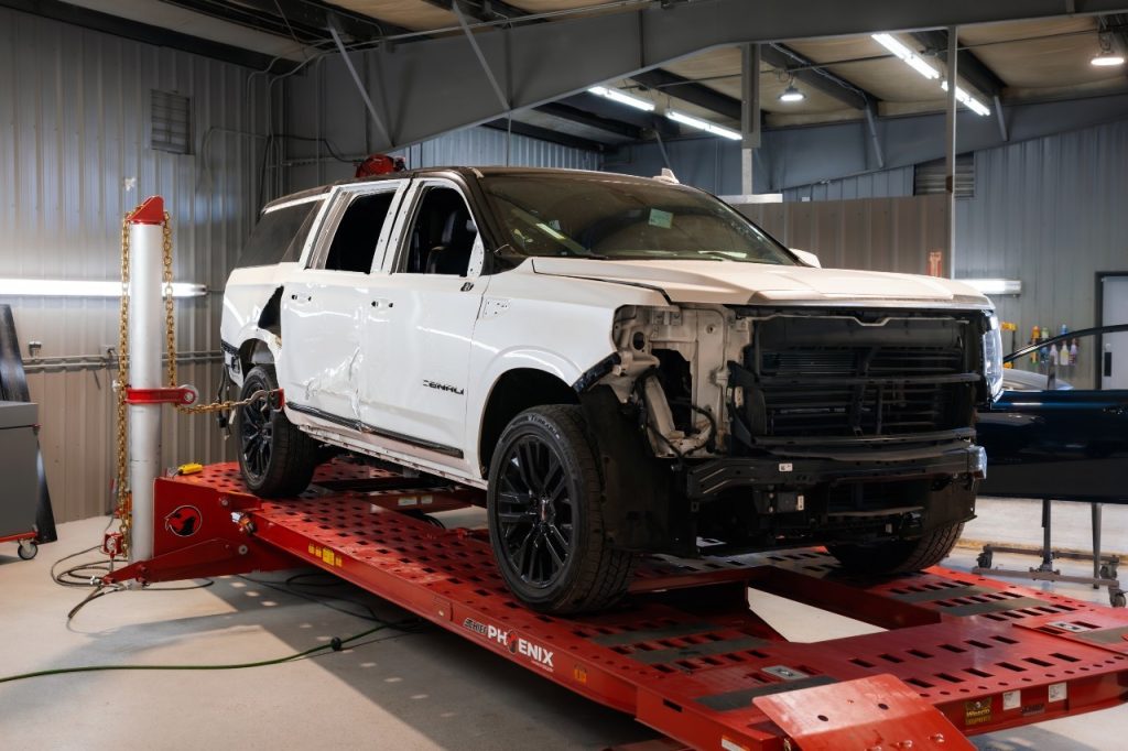 a photo of a vehicle with frame damage